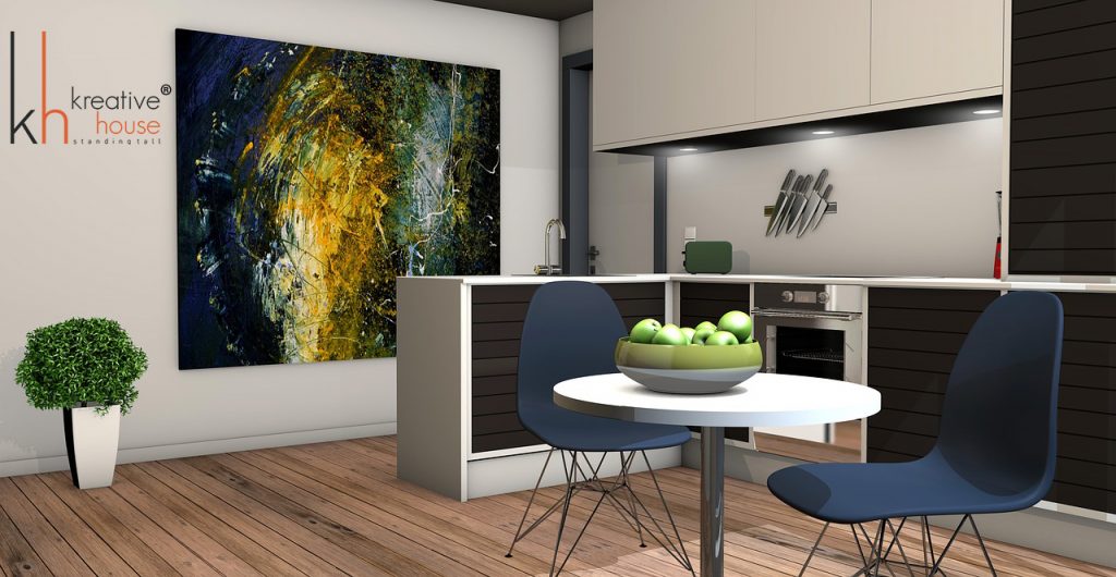 Best Kitchen Design in Hyderabad - kitchen living room apartment rendering
